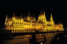 Ungarn, Budapest, Hauptstadt, Parlamentsgebäude, Wahrzeichen, Donau, Abendstimmung