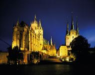 Deutschland, Thüringen, Erfurt, Erfurter Dom, Domplatz, Abendstimmung