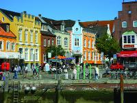 Deutschland, Schleswig-Holstein, Nordfriesland, Husum, graue Stadt am Meer, Theodor Storm, Hafen, Binnenhafen, Hafenstraße