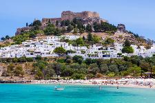 Griechenland, Dodekanes, Südost-Ägäis, Insel, Rhodos, Lindos, Akropolis von Lindos